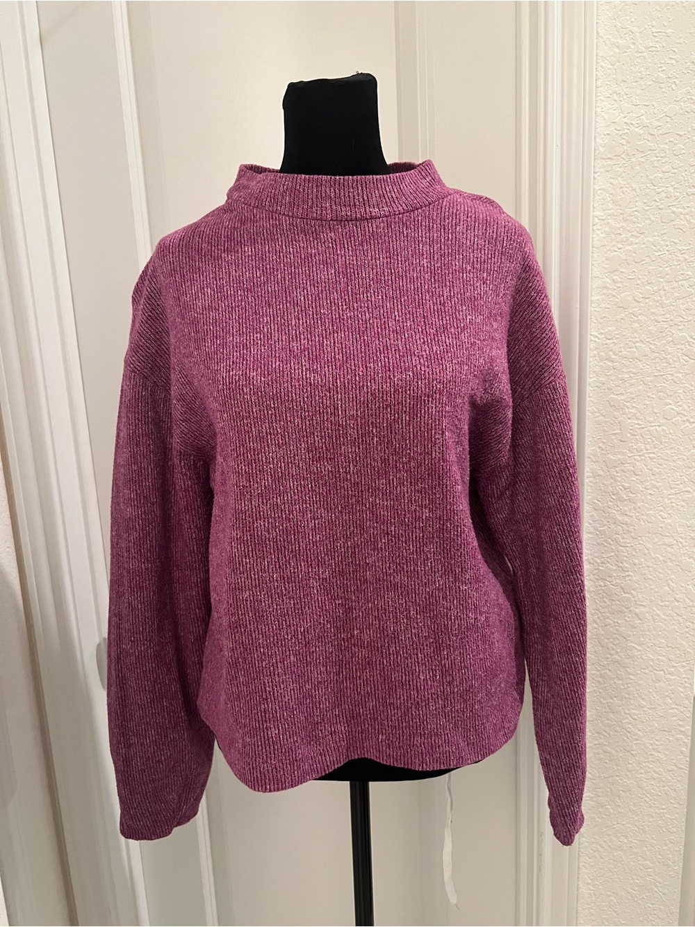 ZARA Women’s Small Mauve Pink Turtleneck Knit Sweater Long Sleeve Made in Turkey
